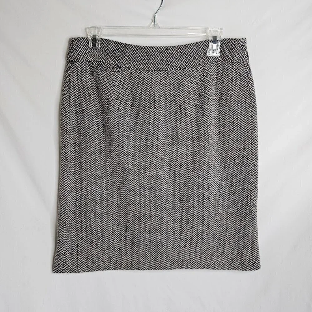J. CREW Wool Tweed Skirt size 8 GRAY & BROWN Pencil Academia Preppy School Twee - Picture 3 of 7